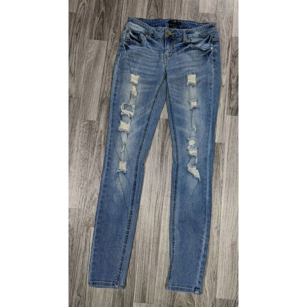 (3/$35) Fire Los Angeles Size 1 Pockets Distressed Skinny Denim Blue Jeans